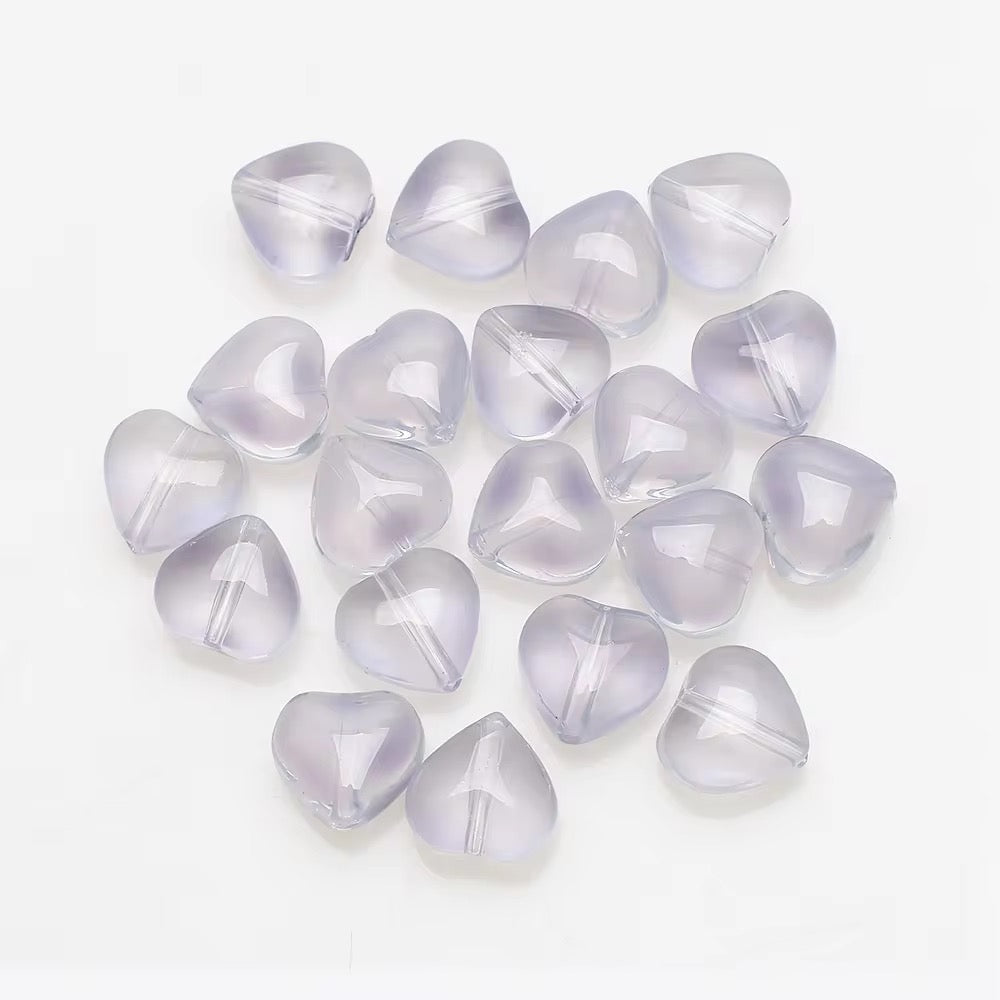 GB28 Glittery Heart Crystal glass beads ( 1 pc )