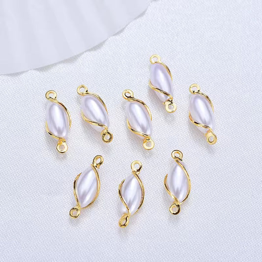 SS 03 (b) Pearl Connector 14k gold plated ( 1 pc ) Anti tarnish