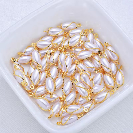 SS 03 (b) Pearl Connector 14k gold plated ( 1 pc ) Anti tarnish