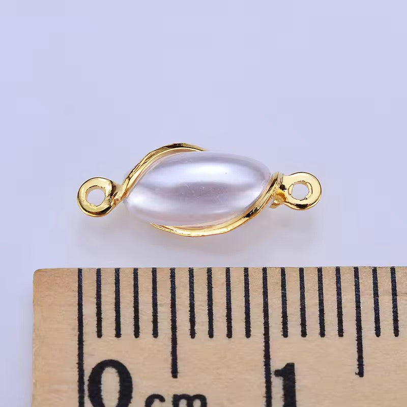GPC 11 L  Pearl Connector 14k gold plated ( 1 pc ) Anti tarnish