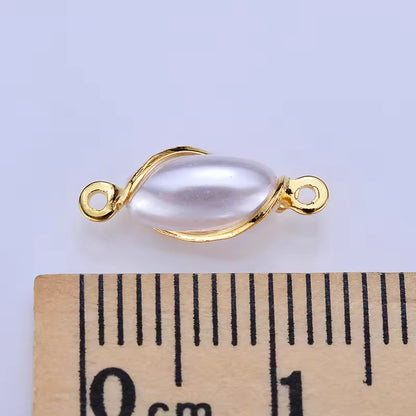 GPC 11 L  Pearl Connector 14k gold plated ( 1 pc ) Anti tarnish
