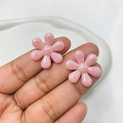 AB33 Uv plated shiny irrediscent Acrylic flower bead (1PC)