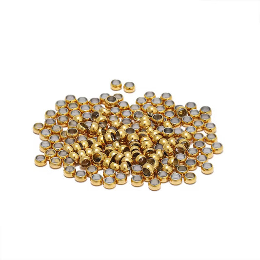 SS 2351 Crimp bead ( gear lock ) 18k gold plated Stainless steel ( 1 pc ) Anti tarnish