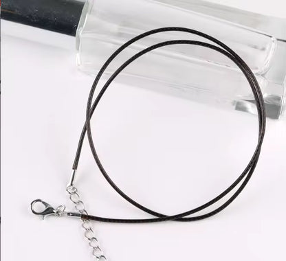 RC59 Black leather chain 1.5mm (1 pc ) with silver clasp and extension (1PC)