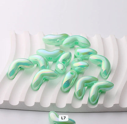 AB36 Leaf UV plated Acrylic bead ( 1 pc )