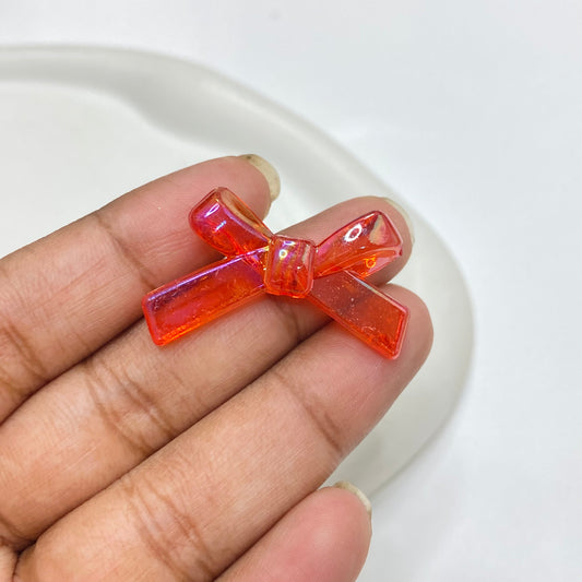 AB38 Thin strip bow Luminous shiny Acrylic bead ( 1 pc )