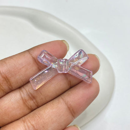 AB38 Thin strip bow Luminous shiny Acrylic bead ( 1 pc )