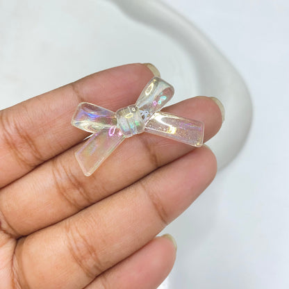AB38 Thin strip bow Luminous shiny Acrylic bead ( 1 pc )