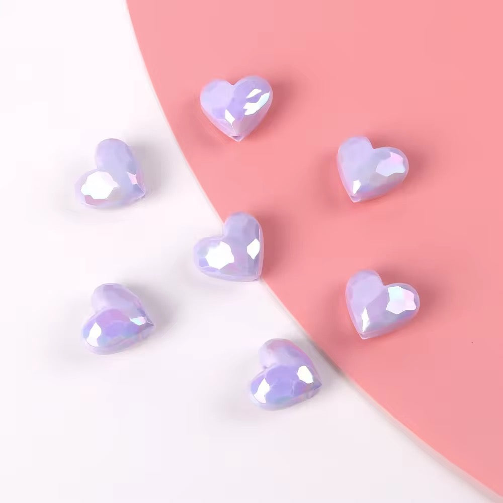 BBB 029 Love Heart cut luminous Acrylic bead ( 1 pc )