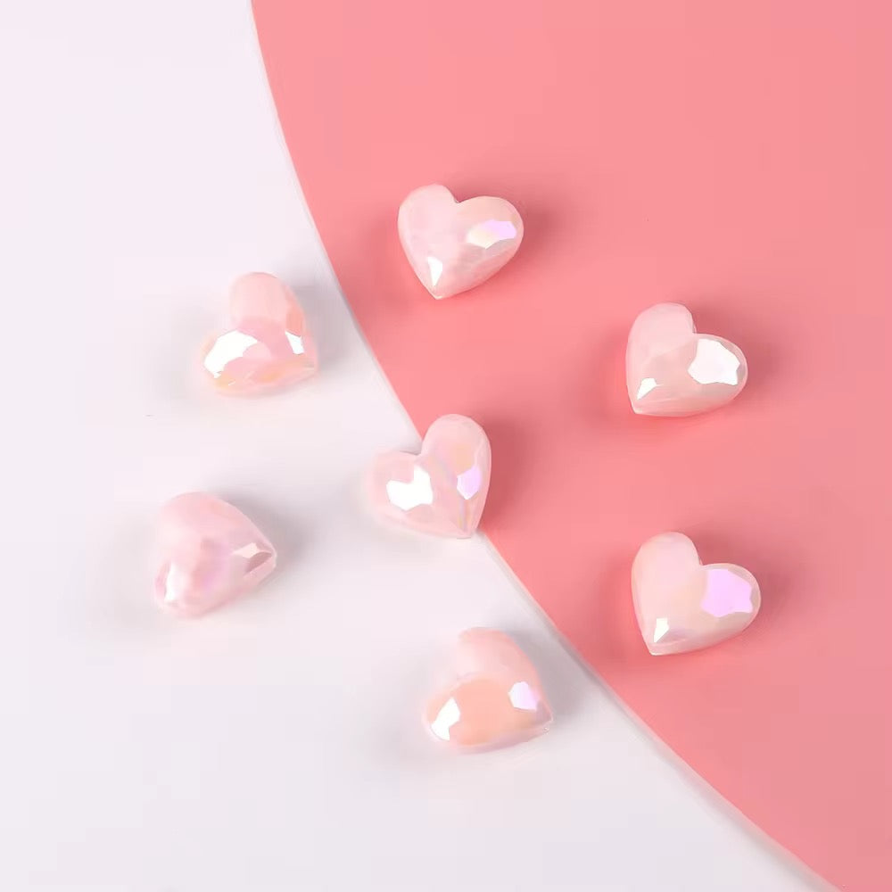 BBB 029 Love Heart cut luminous Acrylic bead ( 1 pc )