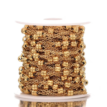DIYS230 Dual round bead link chain ( 1 Feet ) PVD plated