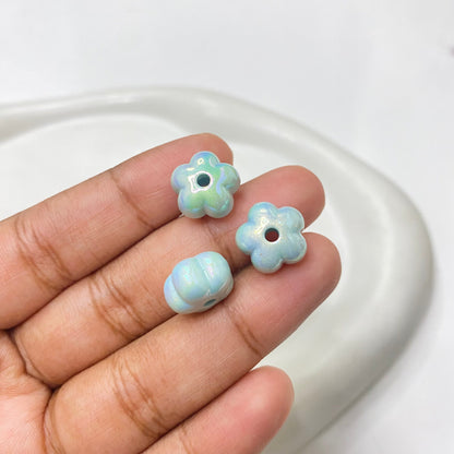 AB40 Flower uv plated shiny irrediscent Acrylic bead (1PC)