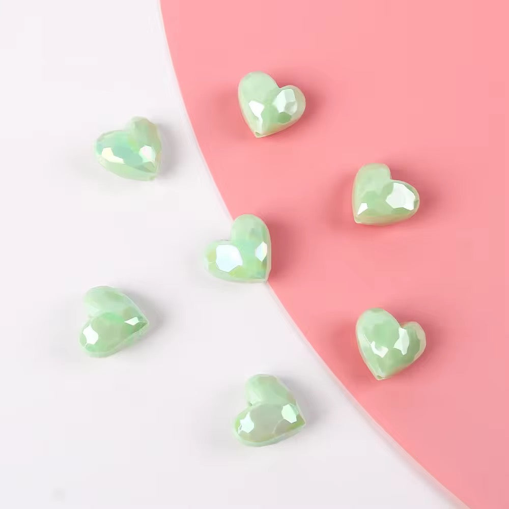 BBB 029 Love Heart cut luminous Acrylic bead ( 1 pc )