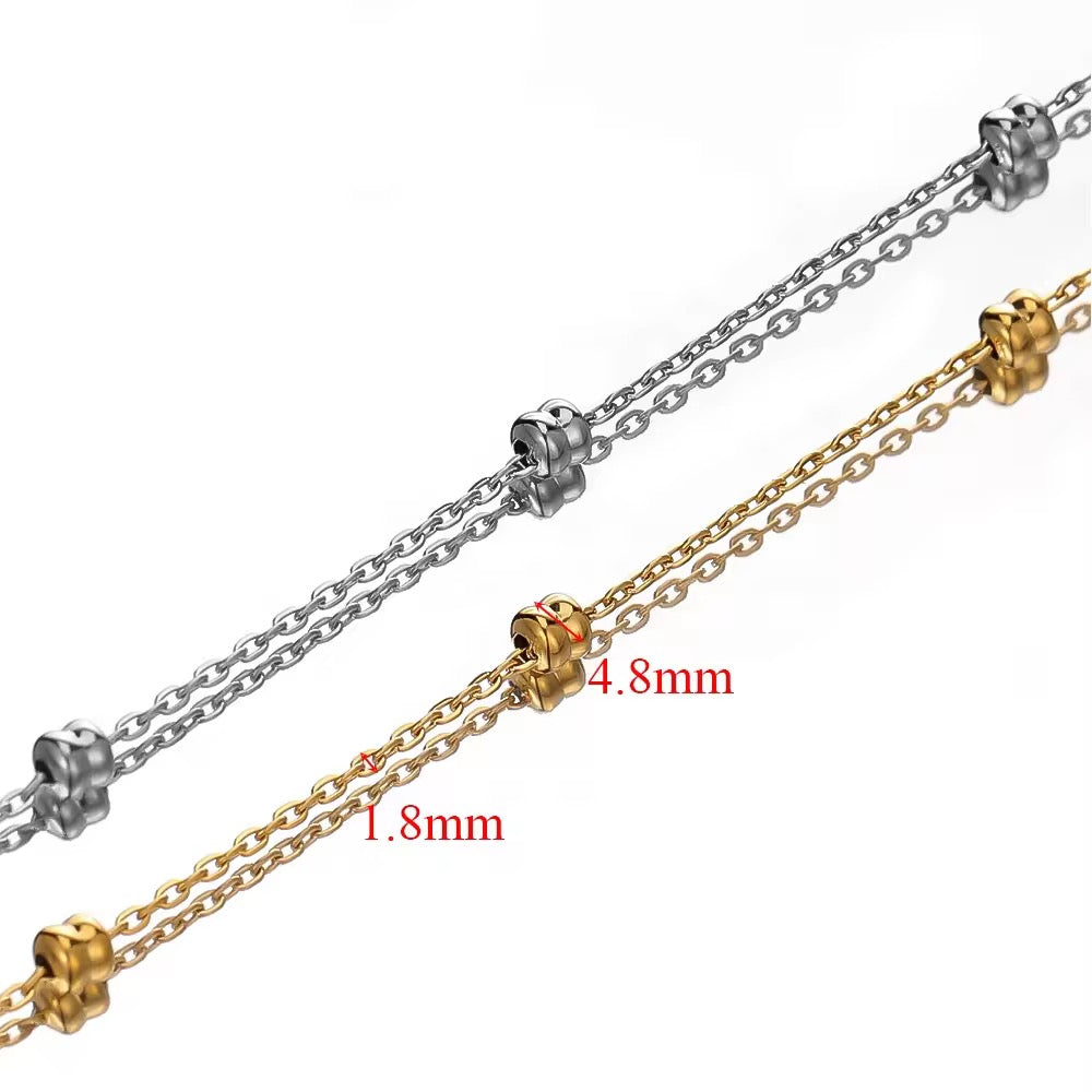 Dual round link 18k gold plated Stainless steel chain ( 1 Feet ) Anti tarnish