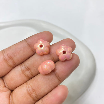 AB40 Flower uv plated shiny irrediscent Acrylic bead (1PC)