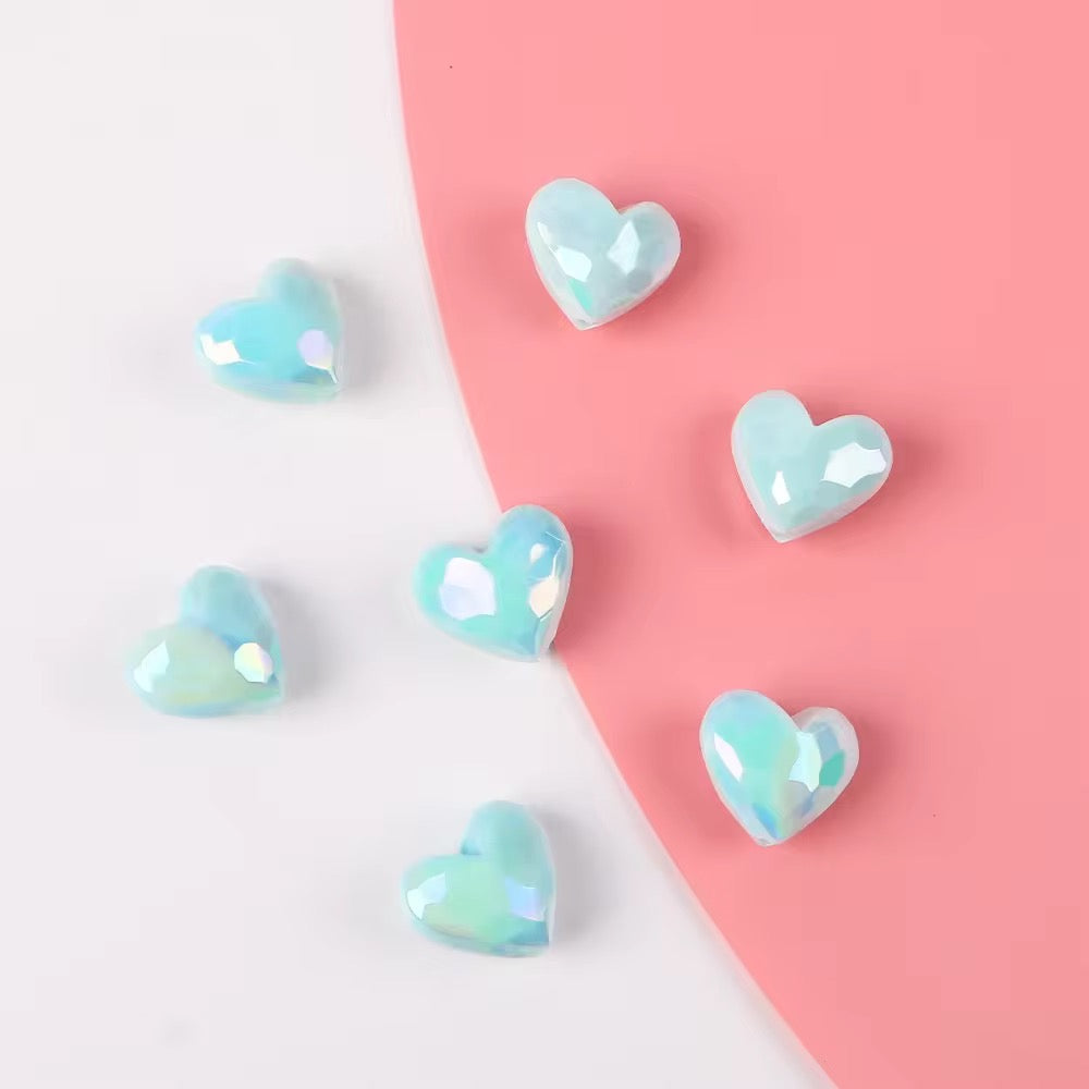 BBB 029 Love Heart cut luminous Acrylic bead ( 1 pc )