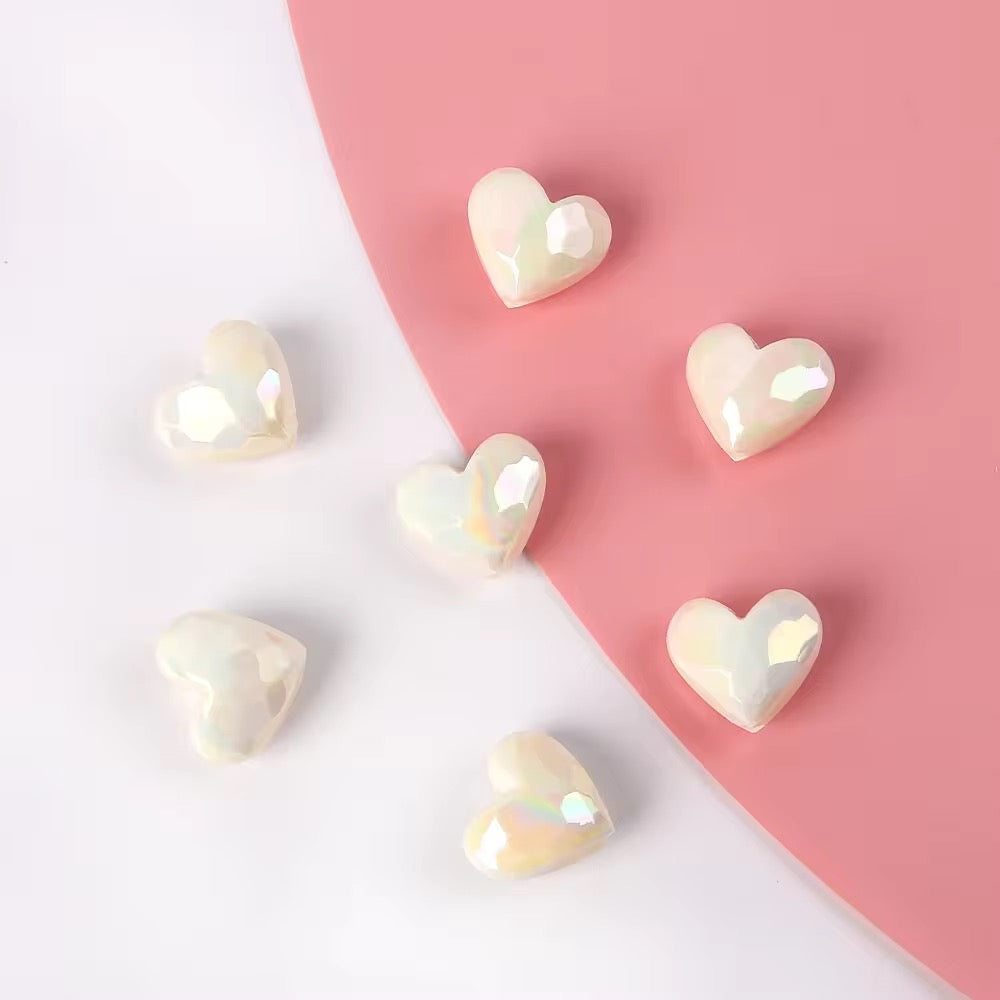 BBB 029 Love Heart cut luminous Acrylic bead ( 1 pc )