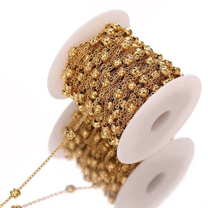 DIYS230 Dual round bead link chain ( 1 Feet ) PVD plated