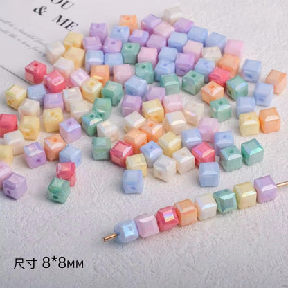 BBB 028 Square Faceted luminous Acrylic bead ( 1 pc )