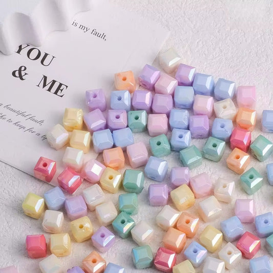 BBB 028 Square Faceted luminous Acrylic bead ( 1 pc )
