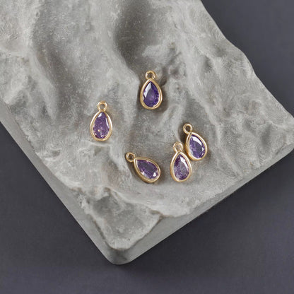 GPC13L Purple drop Zircon charm 18k gold plated ( 1 pc ) - anti tarnish