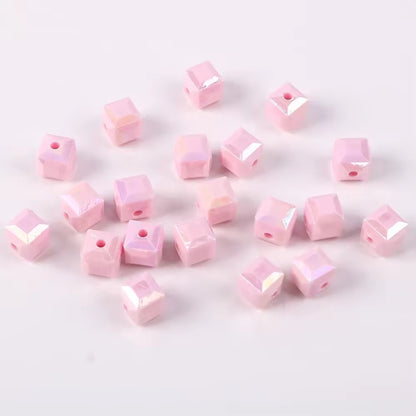 BBB 028 Square Faceted luminous Acrylic bead ( 1 pc )
