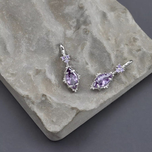 CZ 2361 Purple Rhombus Zircon pendant silver plated ( 1 pc ) - anti tarnish