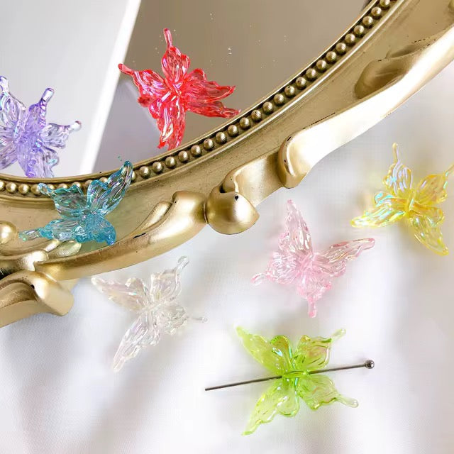 BBB 223 Butterfly Transparent Clear Acrylic bead ( 1 pc ) UV Plated