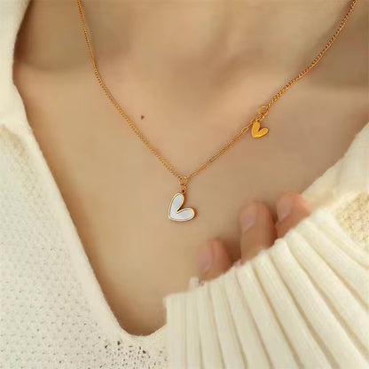 NSJ21A  White shell heart dainty necklace- 18k gold PVD plated 316 stainless steel - Anti tarnish