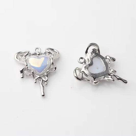 SS 2113 Heart Silver plated Alloy Premium charm ( 1 pc ) Tarnish Resistant ( 26:22 mm )