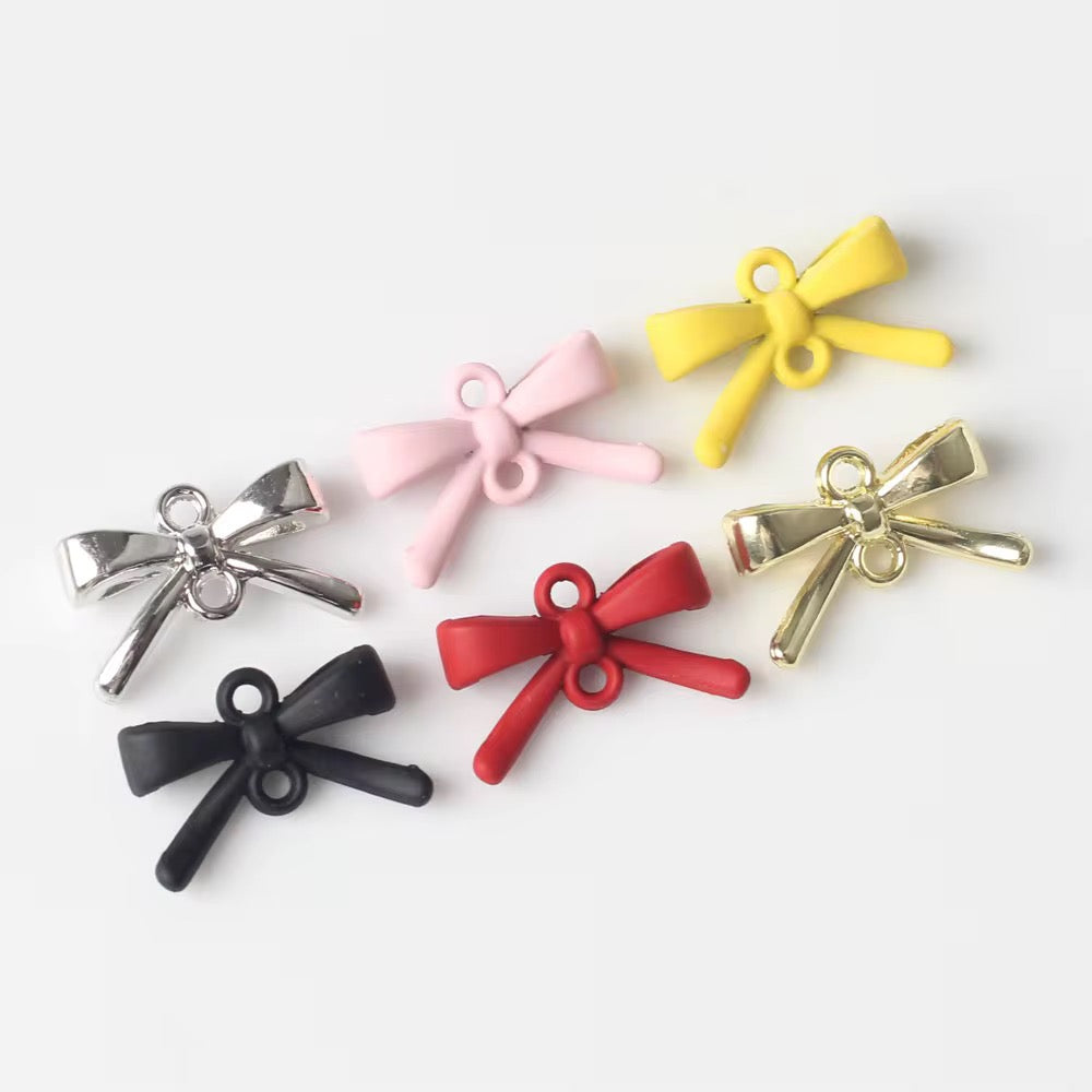 SS 2115 Bow double hanging Charm Spray painted Alloy Premium ( 1 pc ) Tarnish Resistant ( 9:14 mm )