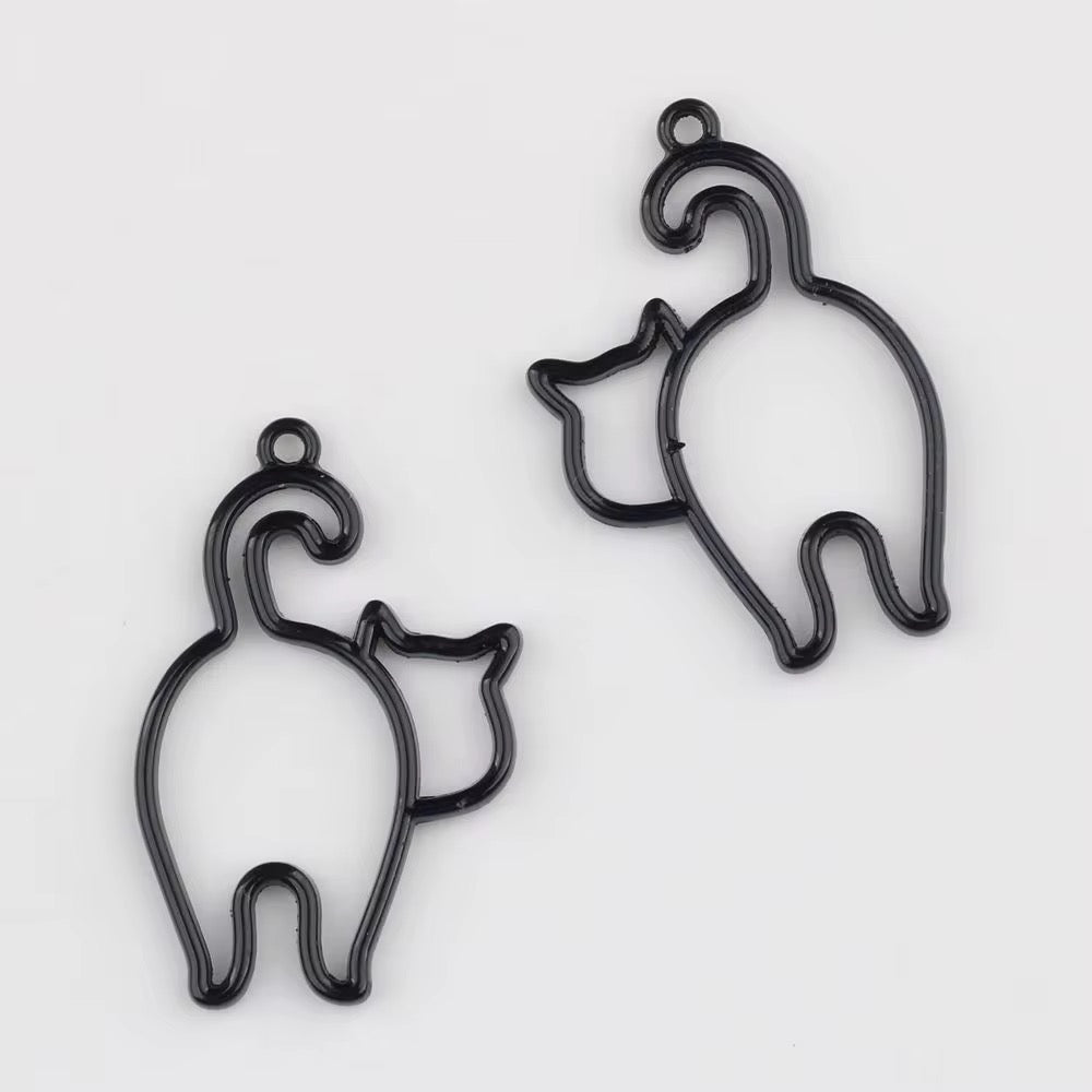 SS 2117 Black Cat Bezel Charm Alloy Premium ( 1 pc ) Tarnish Resistant ( 17:27 mm )