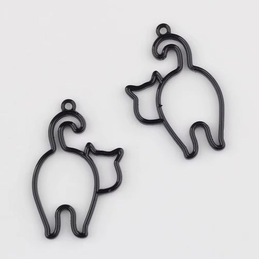 SS 2117 Black Cat Bezel Charm Alloy Premium ( 1 pc ) Tarnish Resistant ( 17:27 mm )