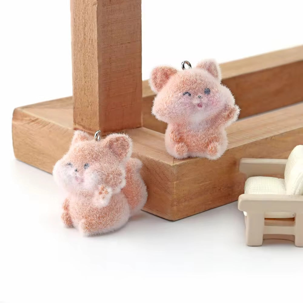 BBB 267 (i) Fox Cute Fur 3D Flocking Resin charm ( 1 pc ) ( 35*30 mm )