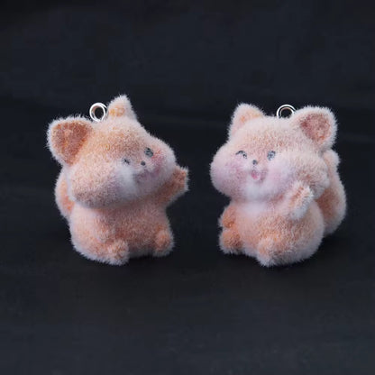 BBB 267 (i) Fox Cute Fur 3D Flocking Resin charm ( 1 pc ) ( 35*30 mm )