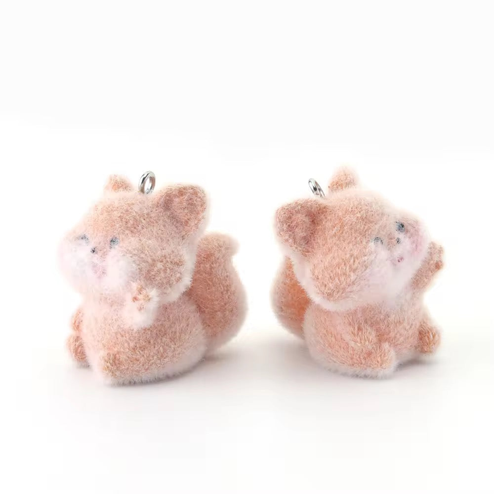 BBB 267 (i) Fox Cute Fur 3D Flocking Resin charm ( 1 pc ) ( 35*30 mm )
