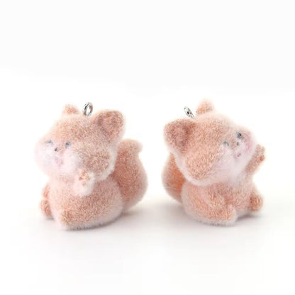 BBB 267 (i) Fox Cute Fur 3D Flocking Resin charm ( 1 pc ) ( 35*30 mm )