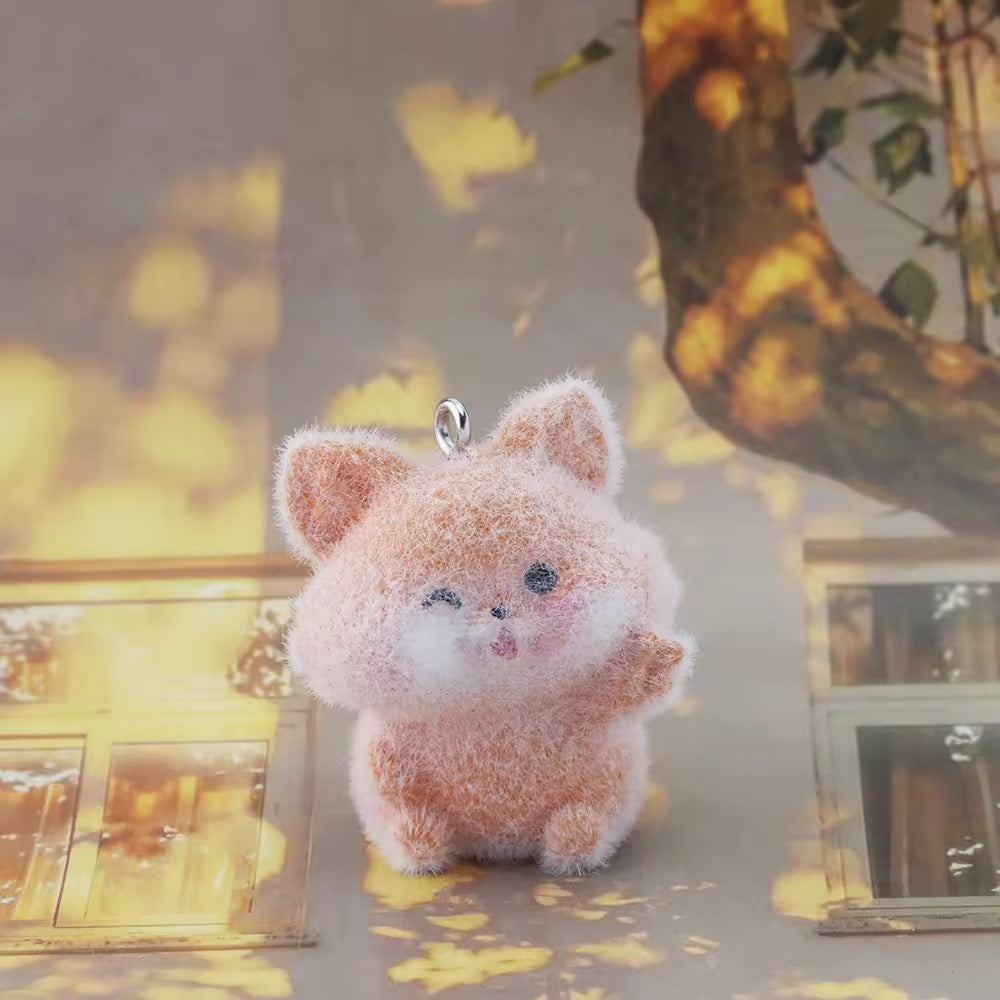 BBB 267 (i) Fox Cute Fur 3D Flocking Resin charm ( 1 pc ) ( 35*30 mm )