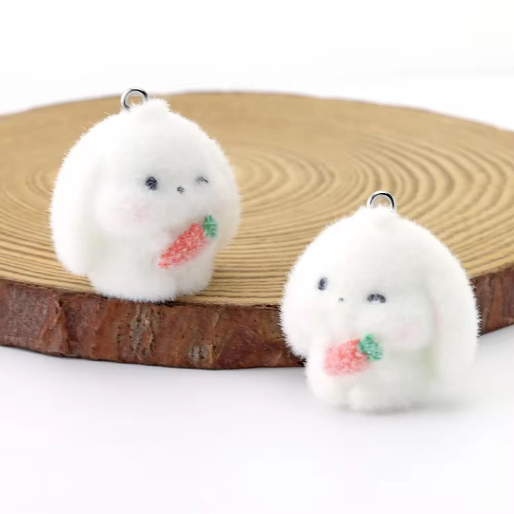 BBB 267 (k) Bunny Cute Fur 3D Flocking Resin charm ( 1 pc ) ( 35mm )