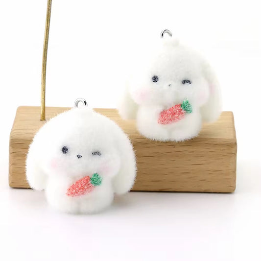 BBB 267 (k) Bunny Cute Fur 3D Flocking Resin charm ( 1 pc ) ( 35mm )