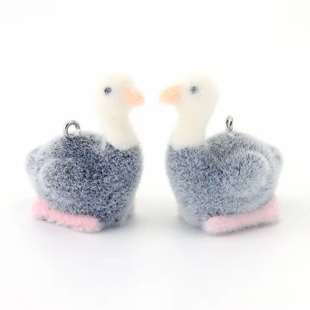 BBB 267 (L) Ostrich Cute Fur 3D Flocking Resin charm ( 1 pc ) ( 35mm )