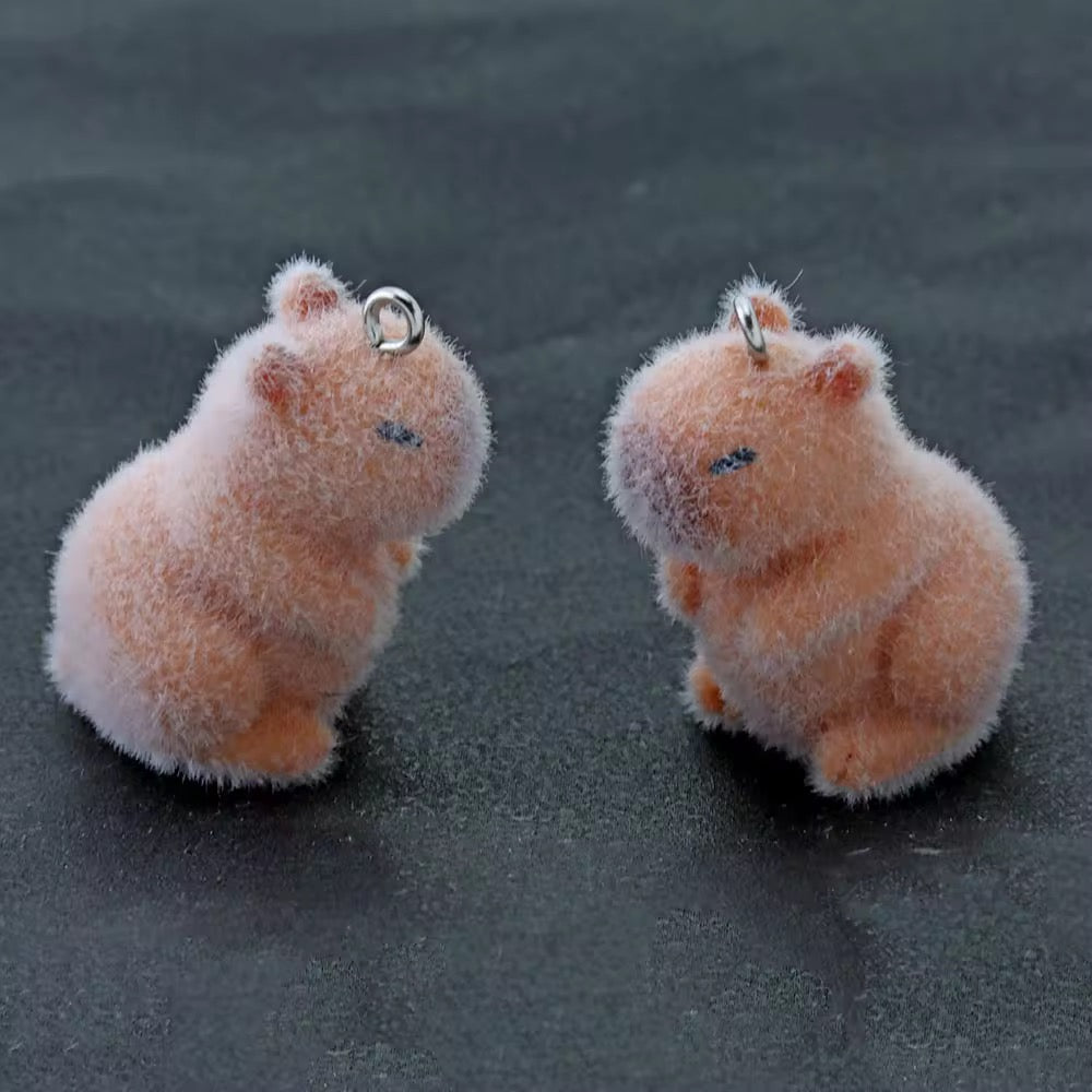 BBB 267 (m) Capybara Cute Fur 3D Flocking Resin charm ( 1 pc ) ( 30*20mm )