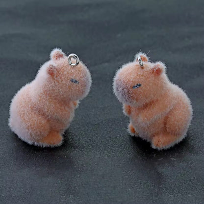 BBB 267 (m) Capybara Cute Fur 3D Flocking Resin charm ( 1 pc ) ( 30*20mm )