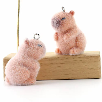 BBB 267 (m) Capybara Cute Fur 3D Flocking Resin charm ( 1 pc ) ( 30*20mm )
