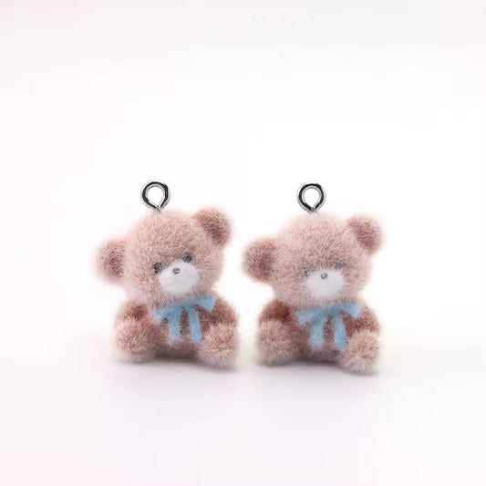 BBB 267 (o) Baby Bear Cute Fur 3D Flocking Resin charm ( 1 pc ) ( 25mm )