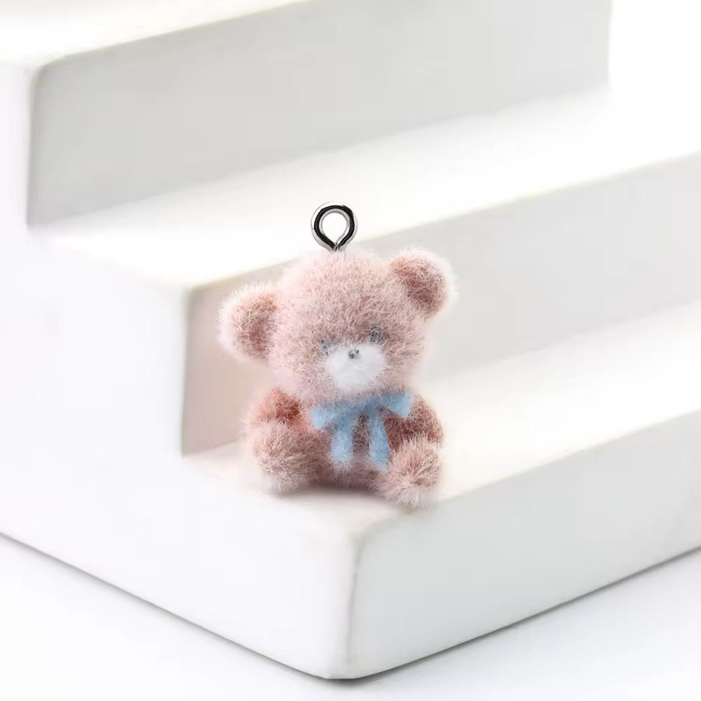 BBB 267 (o) Baby Bear Cute Fur 3D Flocking Resin charm ( 1 pc ) ( 25mm )