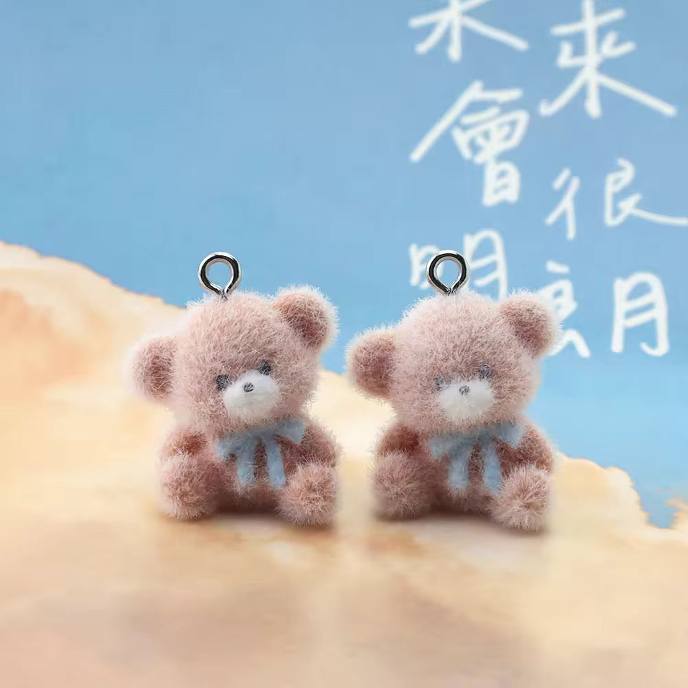 BBB 267 (o) Baby Bear Cute Fur 3D Flocking Resin charm ( 1 pc ) ( 25mm )