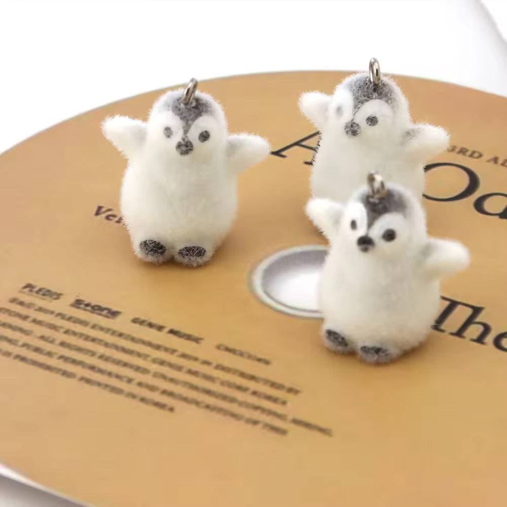 BBB 267 (q) Baby Penguin Cute Fur 3D Flocking Resin charm ( 1 pc ) ( 32mm )