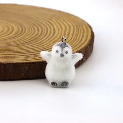 BBB 267 (q) Baby Penguin Cute Fur 3D Flocking Resin charm ( 1 pc ) ( 32mm )