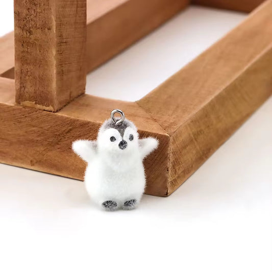 BBB 267 (q) Baby Penguin Cute Fur 3D Flocking Resin charm ( 1 pc ) ( 32mm )